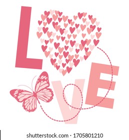 love. butterfly. girl graphic tees vector design