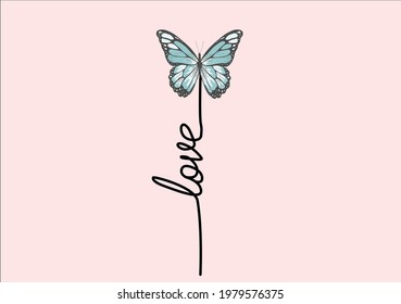 love butterfly vector hand drawn 