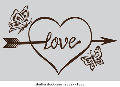 Diseño de camisetas con vectores de mariposa y amor