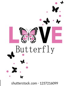 love butterfly,for t-shirt slogan