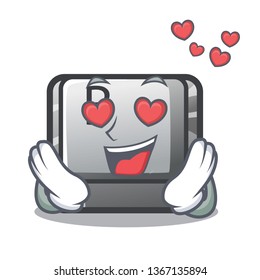 In love button B on a mascot keyboard