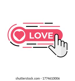 Love button icon vector for social media. Love icon Vector illustration design template. Love icon or button for video channel, blog, social media concept and background banner