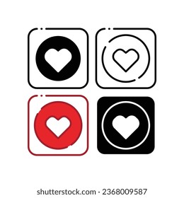 love button for social communication. Love, circle in the box for comment feedback for social media. Favorites button icon from user interface. vector illustration. Design on white background. EPS 10