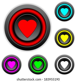 Love buttons set on white background.