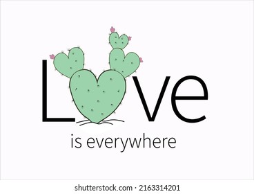 love is cactus hand drawn vector art