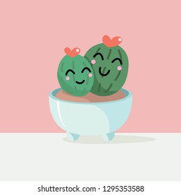 Love cactus vector, cartoon cactus concept.