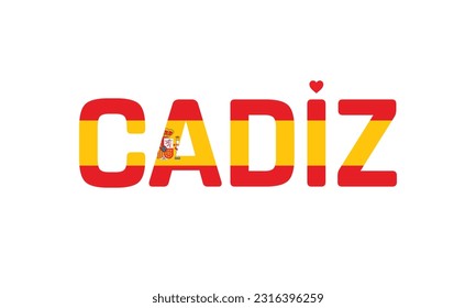 I love Cadiz, Typographic Design, Flag of Spain Corporate in Cadiz, Cadiz, Cadiz Vector, Love, Vector, Flag of Spain, I love Spain