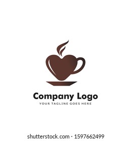 Love Cafe Coffee Vector Logo Template.