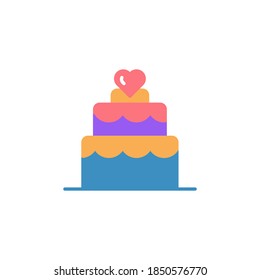 love cake icon flat style design. vector illustration.  isolated on white background