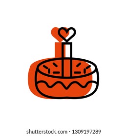 Love cake icon - Valentine icon vector