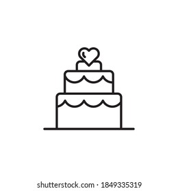 love cake icon vector. outline style design. isolated on white background