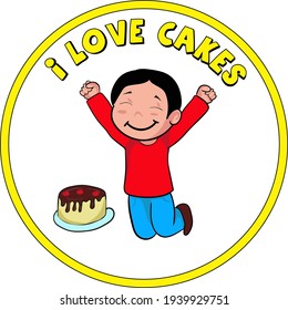 I love cake kids sticker image.