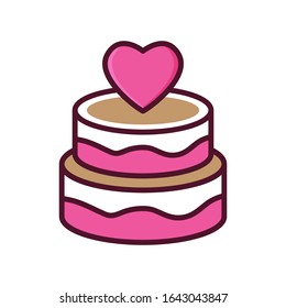 love cake pink color heart valentine day icon in flat style isolated. Vector Symbol illustration.