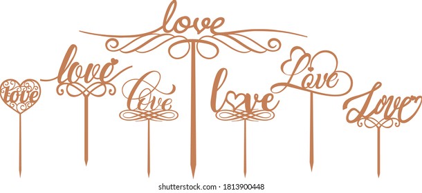 'Love' cake topper for laser or milling cut