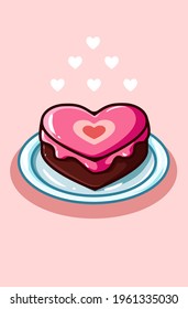 Love cake valentine cartoon illustration