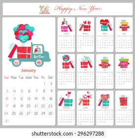 Love calendar for 2016 with gifts