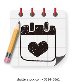 love calendar doodle
