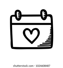 love calendar - calendar doodle style icon  