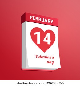 Love Calendar. Flat Design. Vector Illustration. 