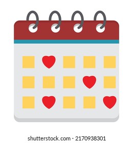 Love calendar Flat vector icon which can easily modify or edit 