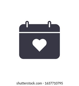 Love calendar, honeymoon, valentine's day, flat illustration, modern simple outline vector icon and symbol for web applications
