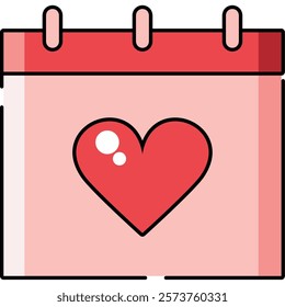 Love Calendar Isolated Vector Icon Illustration