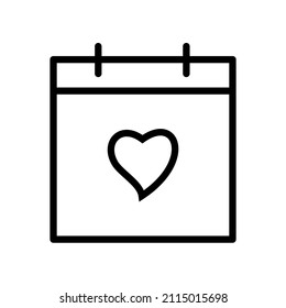 love calendar line icon on valentines day