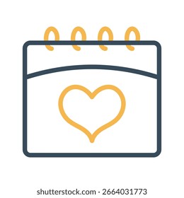 Love calendar Outline bold Vector Icon which can be easily modified or Edited 