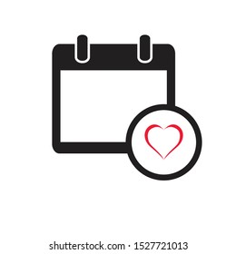 Love Calendar for Valentine Days Icon Vector Illustration
