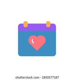 love calender icon flat style design. vector illustration.  isolated on white background
