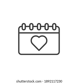 Lieblings-Kalender Umriss-Vektorgrafik. einzeln auf weißem Hintergrund