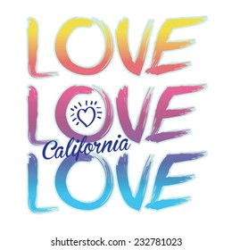 Love california typography, t-shirt graphics, vectors