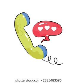 Love call doodle vector outline icon. EPS 10 file