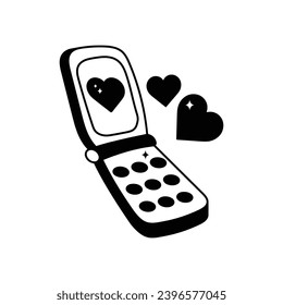 Dibujo vectorial del doodle de la llamada de amor Sticker. archivo EPS 10