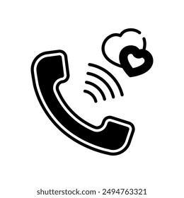 Amor Llamar Glyph Icono, Ilustración vectorial