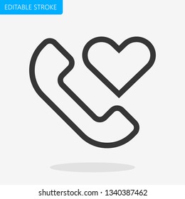 Love Call Icon Editable Stroke Pixel Perfect Vector