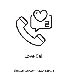 Love Call Vector Outline Icon Design illustration. Love Symbol on White background EPS 10 File