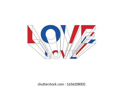 Love Calligraphic 3d Style Text Vector illustration Design.