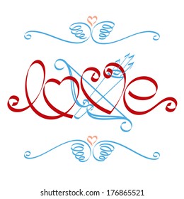 Love calligraphy. Heart typography.