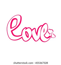 Love, calligraphy lettering, word design, sticker template, vector illustration