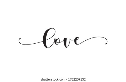 love calligraphy text with swashes vector 