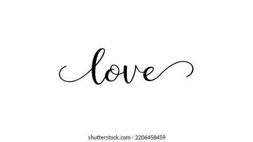 love calligraphy text with swashes vector 