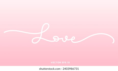 Love calligraphy in Valentine's Day on pink background , Flat Modern design , illustration Vector EPS 10