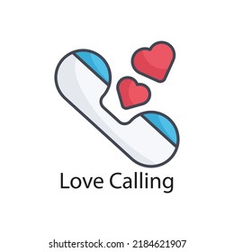 Dibujo de diseño de icono de contorno relleno de vector de llamada de amor en fondo blanco. Archivo EPS 10 