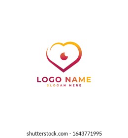 Plantilla de diseño de logotipo de cámara de amor vectorial completo