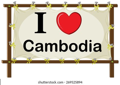 I love Cambodia in wooden frame