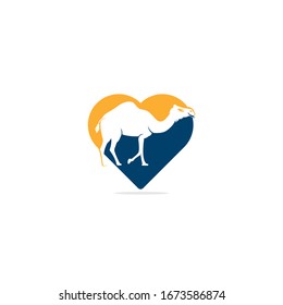 Plantilla de diseño vectorial de camello de amor.