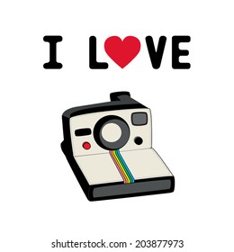 I love camera. Card for decoration.