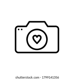 Love Camera Icon Logo Vector Isolated. Love and Wedding Icon Set. Editable Stroke and Pixel Perfect.