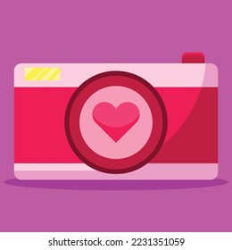 Love camera icon. subtable to place on love, valentine day, etc.